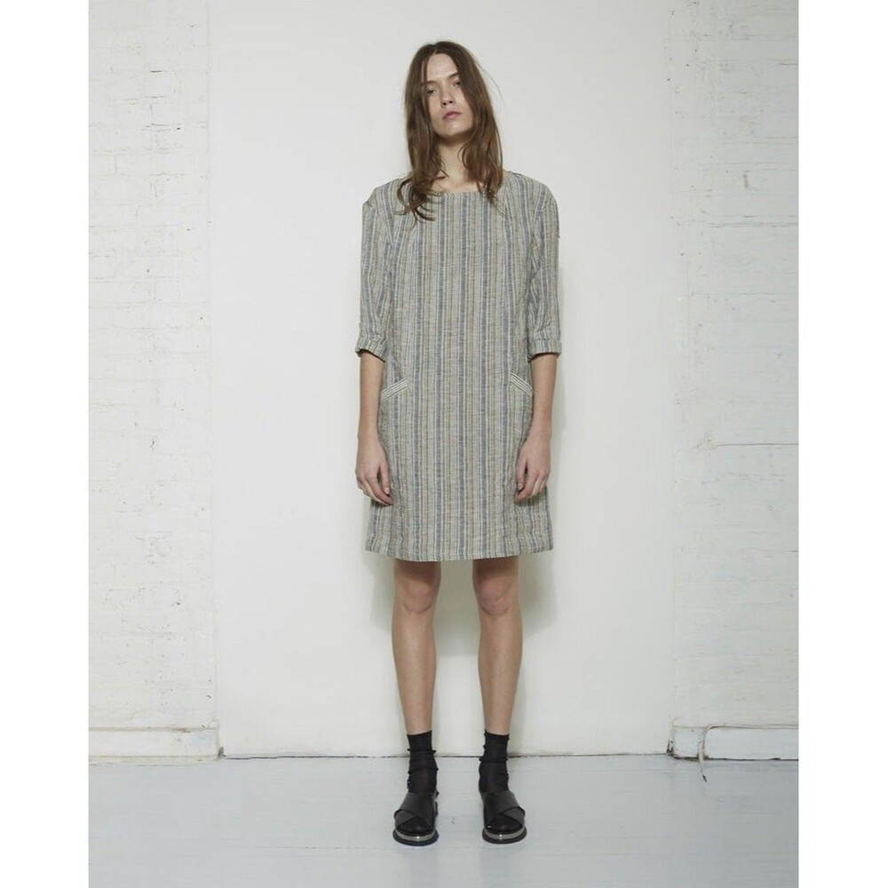 A.P.C. Pattie Dress Linen Smock Dress Stripes Size Small MSRP $295